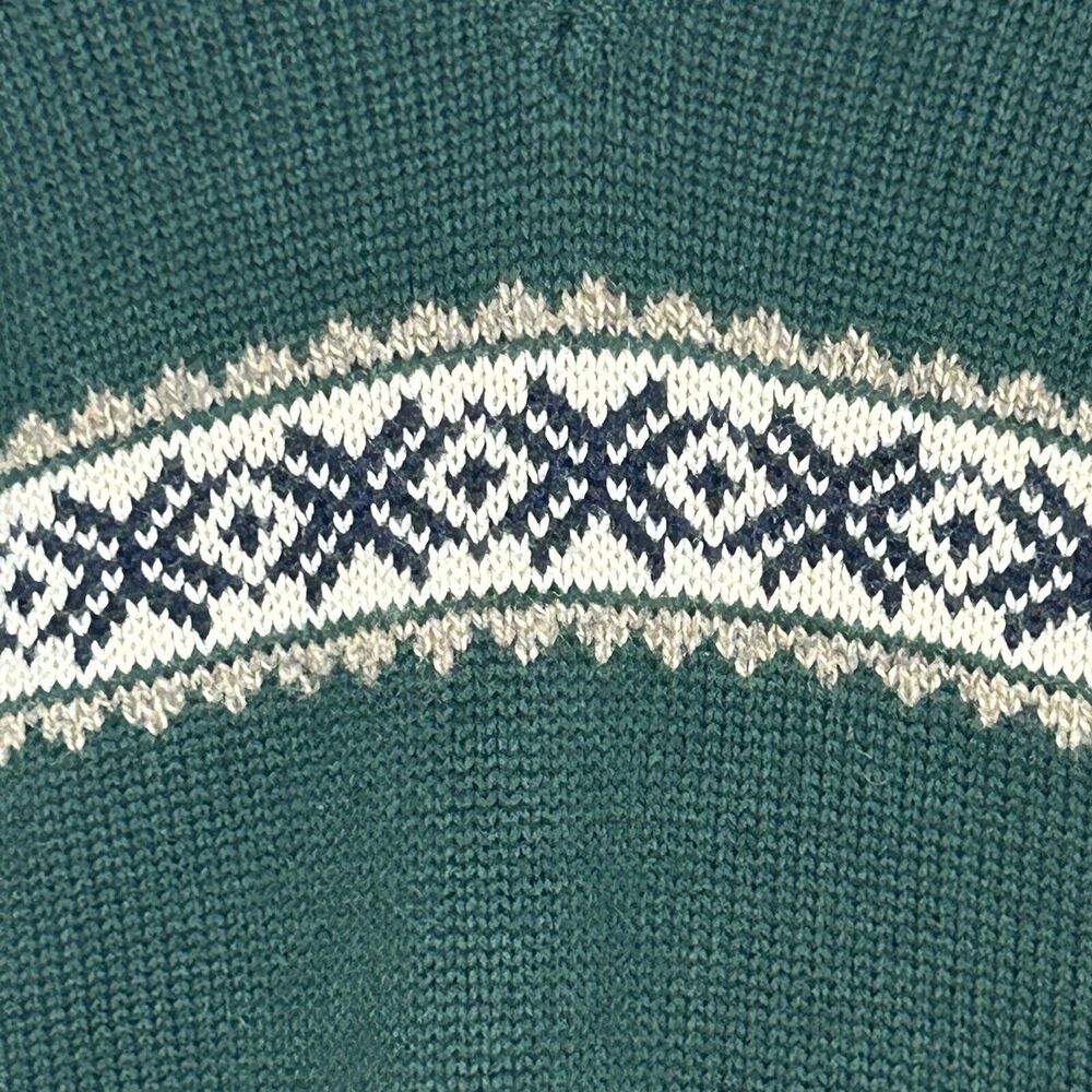 Abercrombie & Fitch Fair Isle Sweater Men's XL Green V-Neck Wool Y2K - Picture 3 of 7